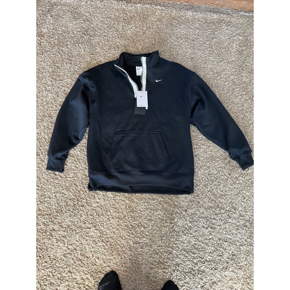 Nike Womens Medium Black White Tall Neck Zip Sweatshirt Ladies New